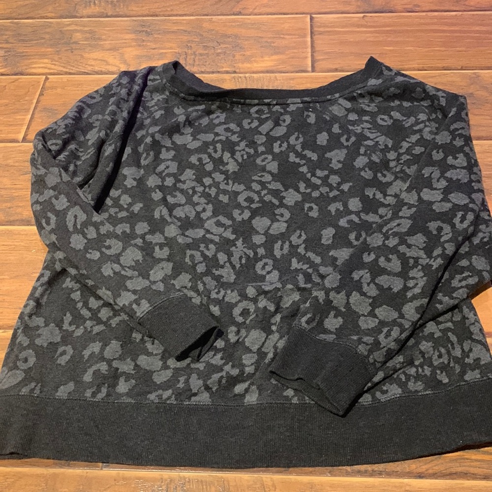 black and grey cheetah print crewneck